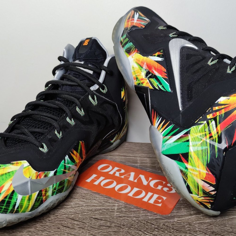 NIKE ZOOM LEBRON XI EVERGLADES 10 USED XX DUNKMAN PEBBLES TRINITY MIAMI LAKERS
